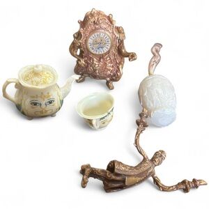 Disney Beauty and the Beast 5 Piece Figurine whimsical book nook, decor.